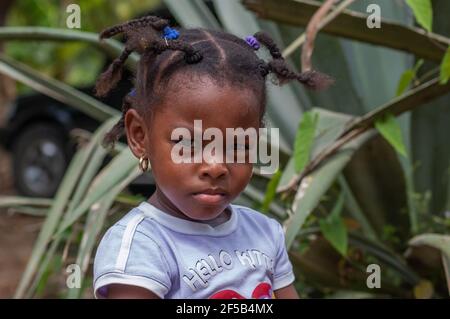 Darien Province, Panama. 07-18-2019. Portrait of Indigenous girl in the Darien Province, Panama, Central America, Stock Photo