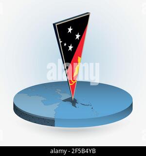 3d isometric Map of Papua New Guinea with national flag. Vector ...