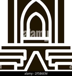view inside catholic church icon Black line art vector in black and ...