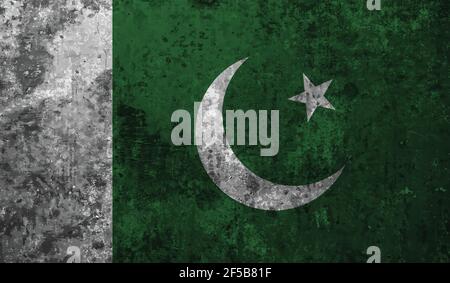 Pakistan national flag created in grunge style Stock Vector