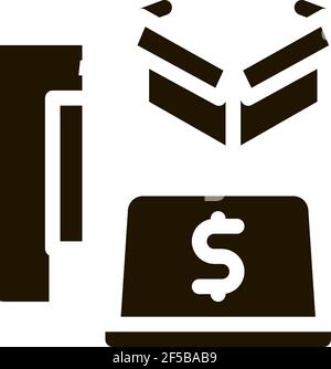 payments in laptop icon Vector Glyph Illustration Stock Vector