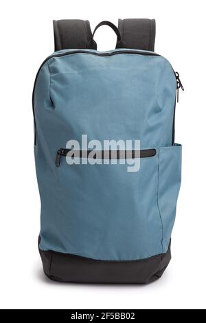 blue backpack path isolated on white Stock Photo
