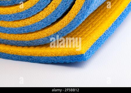 fitness mat closeup on white background Stock Photo