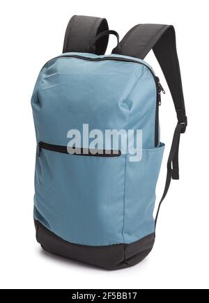 blue backpack path isolated on white Stock Photo