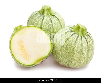 sliced round squash path isolated on white Stock Photo