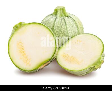 sliced round squash path isolated on white Stock Photo