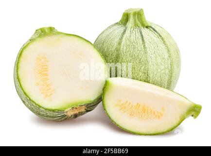 sliced round squash path isolated on white Stock Photo