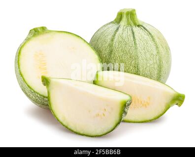 sliced round squash path isolated on white Stock Photo