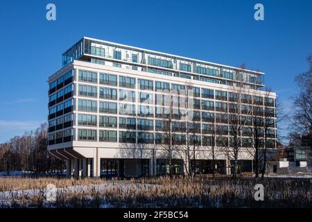 Munkkiniemen puistotie 25. Former KONE Corporation headquarters, now a residential building, in Munkkiniemi district of Helsinki, Finland Stock Photo