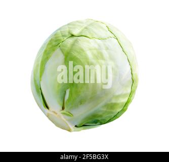 Cabbage isolated on white background. Whole fresh cabbage  with clipping path. Stock Photo