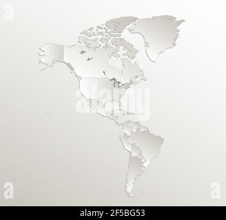 America map, individual states and islands, card paper 3D natural blank Stock Photo