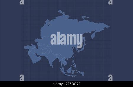 Asia map, individual states, infographics blue flat design blank Stock Photo