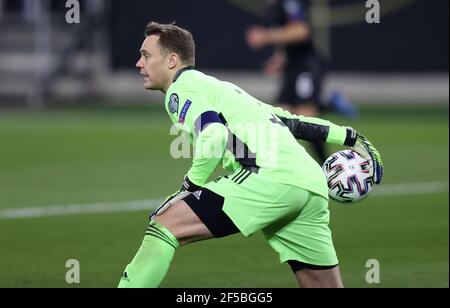 Duisburg, Germany. 25th Mar, 2021. firo: 25.03.2021 Football, Soccer: Landerspiel National Team WM Qualification 2021/2022, Group J, Germany, GER - Iceland goalwart Manuel NEUER, GER | usage worldwide Credit: dpa/Alamy Live News Stock Photo