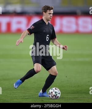 Duisburg, Germany. 25th Mar, 2021. firo: 25.03.2021 Football, Soccer: Landerspiel National Team WM Qualification 2021/2022, Group J, Germany, GER - Iceland Joshua KIMMICH, GER, Individual Action | usage worldwide Credit: dpa/Alamy Live News Stock Photo