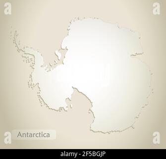 Antarctica map, old paper background vector Stock Vector