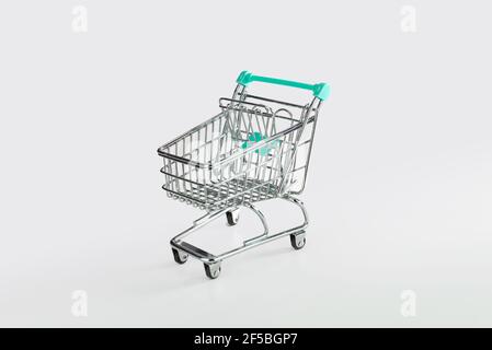 empty shopping trolley isolated on white background, copy space Stock Photo