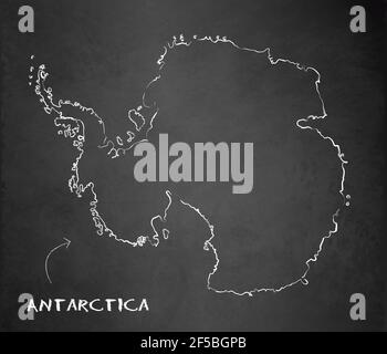 Antarctica map card blackboard chalkboard vector Stock Vector