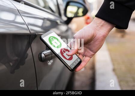 Smart Phone Security Technology App On Smartphone Stock Photo