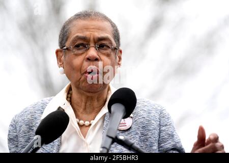 Washington, United States Of America. 25th Mar, 2021. Delegate Eleanor Holmes Norton (Democrat of the District of Columbia) speaks during a press conference regarding the temporary security fencing at the U.S. Capitol in Washington, DC, U.S. on Thursday, March 25, 2021. Credit: Stefani Reynolds/CNP/Sipa USA Credit: Sipa USA/Alamy Live News Stock Photo