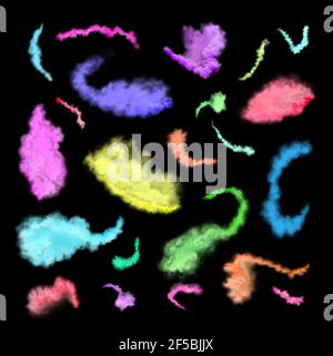 Color wave smoke texture on black background. Bomb smoke on black background for design and decoration. Stock Photo
