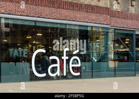 Exterior view of Tate Modern cafe, Bankside, London. Stock Photo