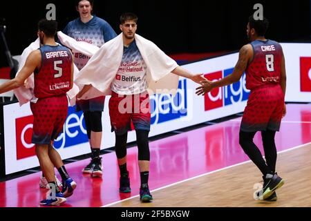 DEN BOSCH, NETHERLANDS - MARCH 25: Ajdin Penava of Belfius Mons-Hainaut during the Fiba Europe Cup game between Belfius Mons-Hainaut and Arged BMSLAM Stock Photo