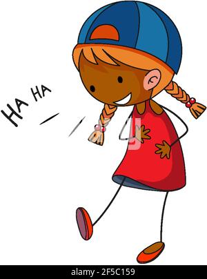 Little Girl's Laughing Doodle Cartoon Character Isolated Illustration ...