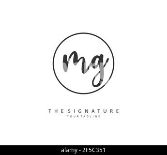 MG Initial letter handwriting and signature logo. A concept handwriting initial logo with template element. Stock Vector