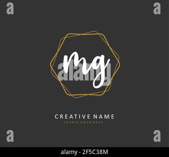 MG Initial letter handwriting and signature logo. A concept handwriting initial logo with template element. Stock Vector