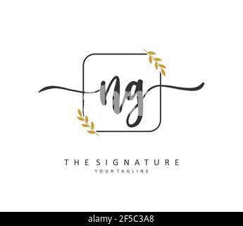 Ng Lettering NG Initial letter handwriting and signature logo. A concept handwriting ...