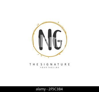NG Initial letter handwriting and signature logo. A concept handwriting initial logo with template element. Stock Vector