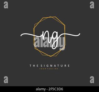NG Initial letter handwriting and signature logo. A concept handwriting initial logo with template element. Stock Vector