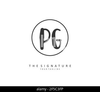 PG Initial letter handwriting and signature logo. A concept handwriting initial logo with template element. Stock Vector