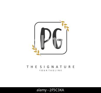 PG Initial letter handwriting and signature logo. A concept handwriting initial logo with template element. Stock Vector