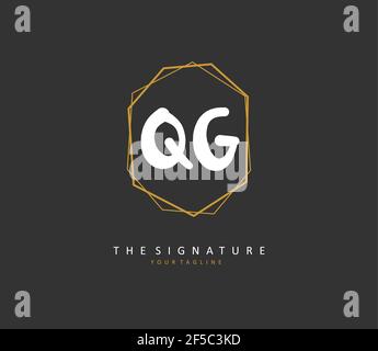QG Initial letter handwriting and signature logo. A concept handwriting initial logo with template element. Stock Vector