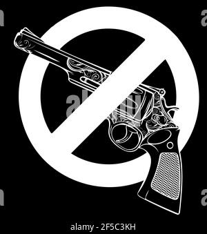 white silhouette of Symbol No gun on white background vector illustration Stock Vector