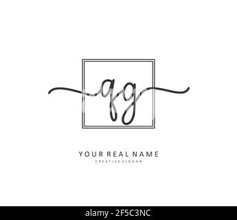 QG Initial letter handwriting and signature logo. A concept handwriting initial logo with template element. Stock Vector