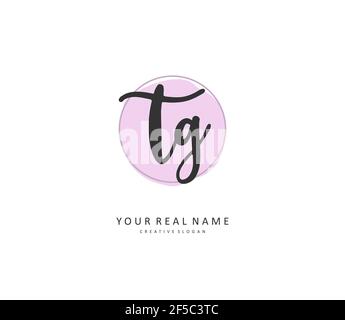 TG Initial letter handwriting and signature logo. A concept handwriting initial logo with template element. Stock Vector