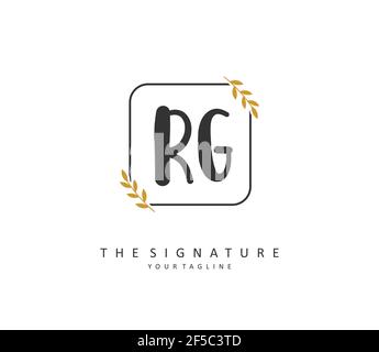 RG Initial letter handwriting and signature logo. A concept handwriting initial logo with template element. Stock Vector