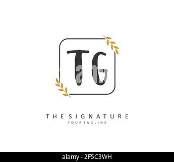 TG Initial letter handwriting and signature logo. A concept handwriting initial logo with template element. Stock Vector