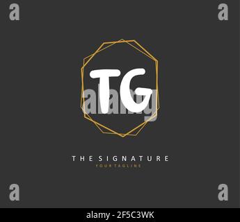TG Initial letter handwriting and signature logo. A concept handwriting initial logo with template element. Stock Vector