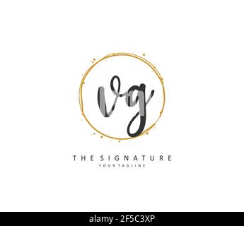 VG Initial letter handwriting and signature logo. A concept handwriting initial logo with template element. Stock Vector