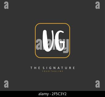 UG Initial letter handwriting and signature logo. A concept handwriting initial logo with template element. Stock Vector