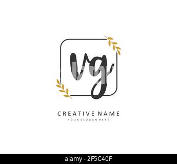 VG Initial letter handwriting and signature logo. A concept handwriting initial logo with template element. Stock Vector