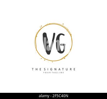 VG Initial letter handwriting and signature logo. A concept handwriting initial logo with template element. Stock Vector