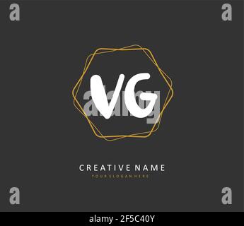 VG Initial letter handwriting and signature logo. A concept handwriting initial logo with template element. Stock Vector