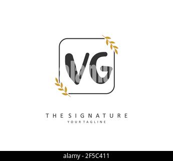 VG Initial letter handwriting and signature logo. A concept handwriting initial logo with template element. Stock Vector