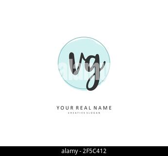 VG Initial letter handwriting and signature logo. A concept handwriting initial logo with template element. Stock Vector