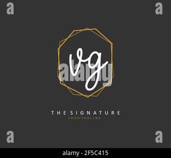VG Initial letter handwriting and signature logo. A concept handwriting initial logo with template element. Stock Vector