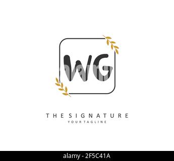 WG Initial letter handwriting and signature logo. A concept handwriting initial logo with template element. Stock Vector